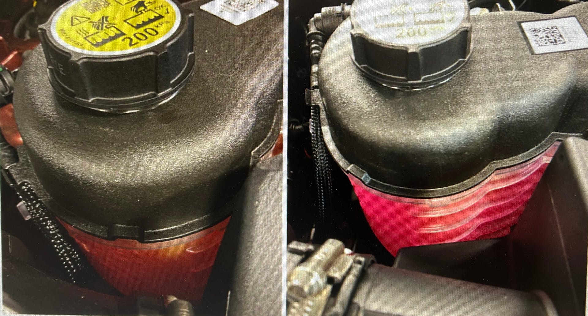 Example of Havoline orange (left) and Freecor red (right).