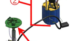 1) Auxiliary fuel pump; 2) primary fuel pump.