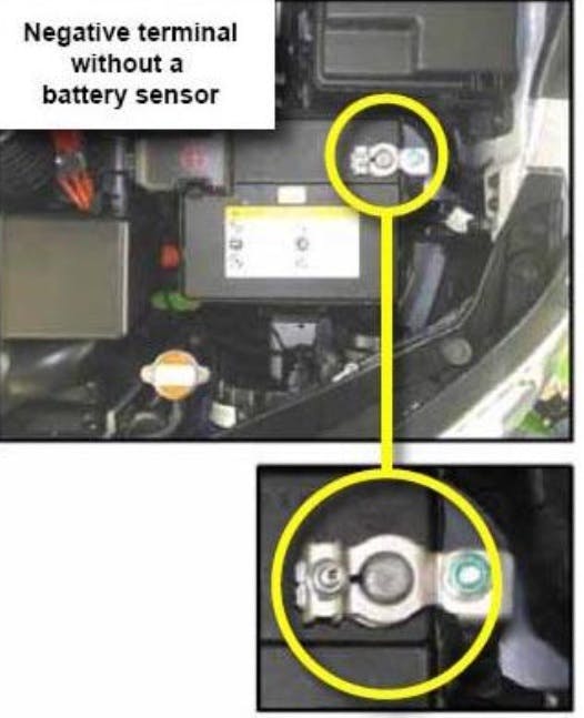 Example of the negative terminal without a battery sensor.