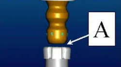 Contact surface of the plastic cap of the strut.