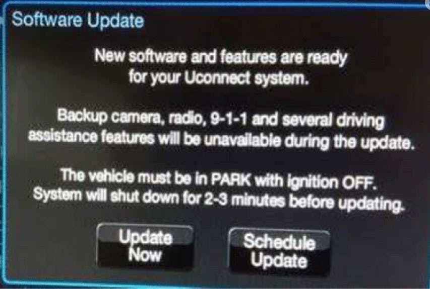Software update alert example.