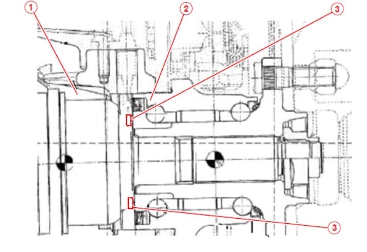 1) Drive Shaft; 2) hub unit; 3) apply grease to the mating surface between rear hub unit and drive shaft.