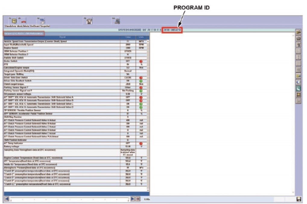 See Program ID. If the Program ID does not match the table, the vehicle has not been updated.