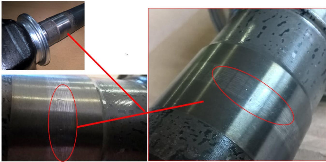Example of rough axle shaft finish.
