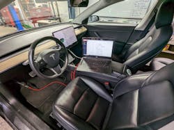 A laptop, cable and Tesla web access add up to: a scan tool. A laptop, cable and Tesla web access add up to: a scan tool.