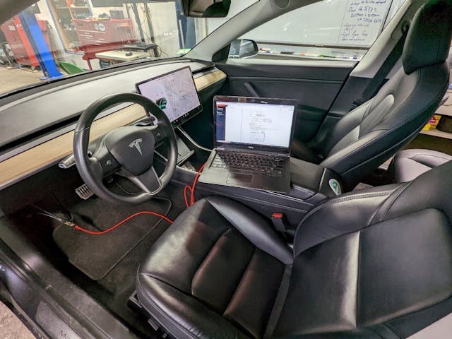 A laptop, cable and Tesla web access add up to: a scan tool.