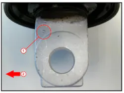 Example of the left side dot (1). (2) indicates vehicle front.
