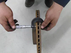 Figure 3 – I use my Central Tools micrometer to determine rotor thickness.
