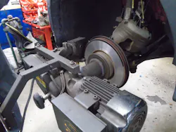 Figure 6 – We use a Pro-Cut PFM 9.2 on-car brake lathe; the on-car setup is quick and straightforward.