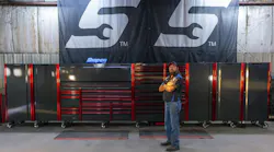 Steve Keim's 25' long toolbox setup houses all his shop's specialty tools.