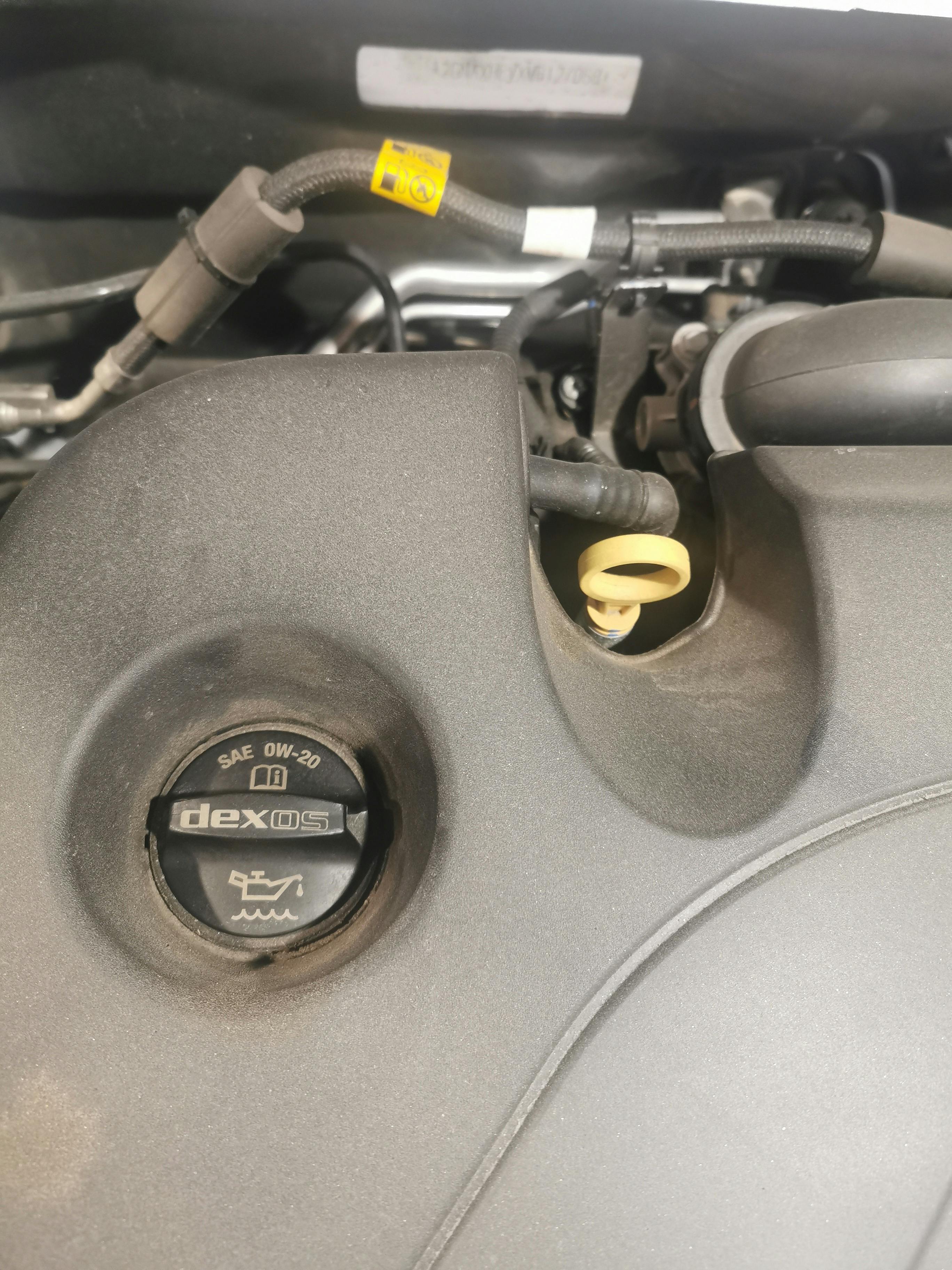 It&rsquo;s best to follow the engine oil fill cap or owner&rsquo;s manual for viscosity selection. 0W-20 shown here.