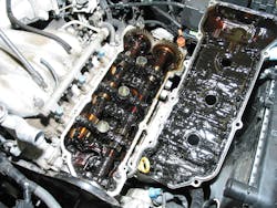 Ignoring oil change intervals can certainly result in issues such as sludge buildup, but this can also result from using the incorrect oil formulation. Ignoring oil change intervals can certainly result in issues such as sludge buildup, but this can also result from using the incorrect oil formulation.