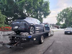 A Ford Mustang Mach-E off to a shop with a no-READY condition. A Ford Mustang Mach-E off to a shop with a no-READY condition.