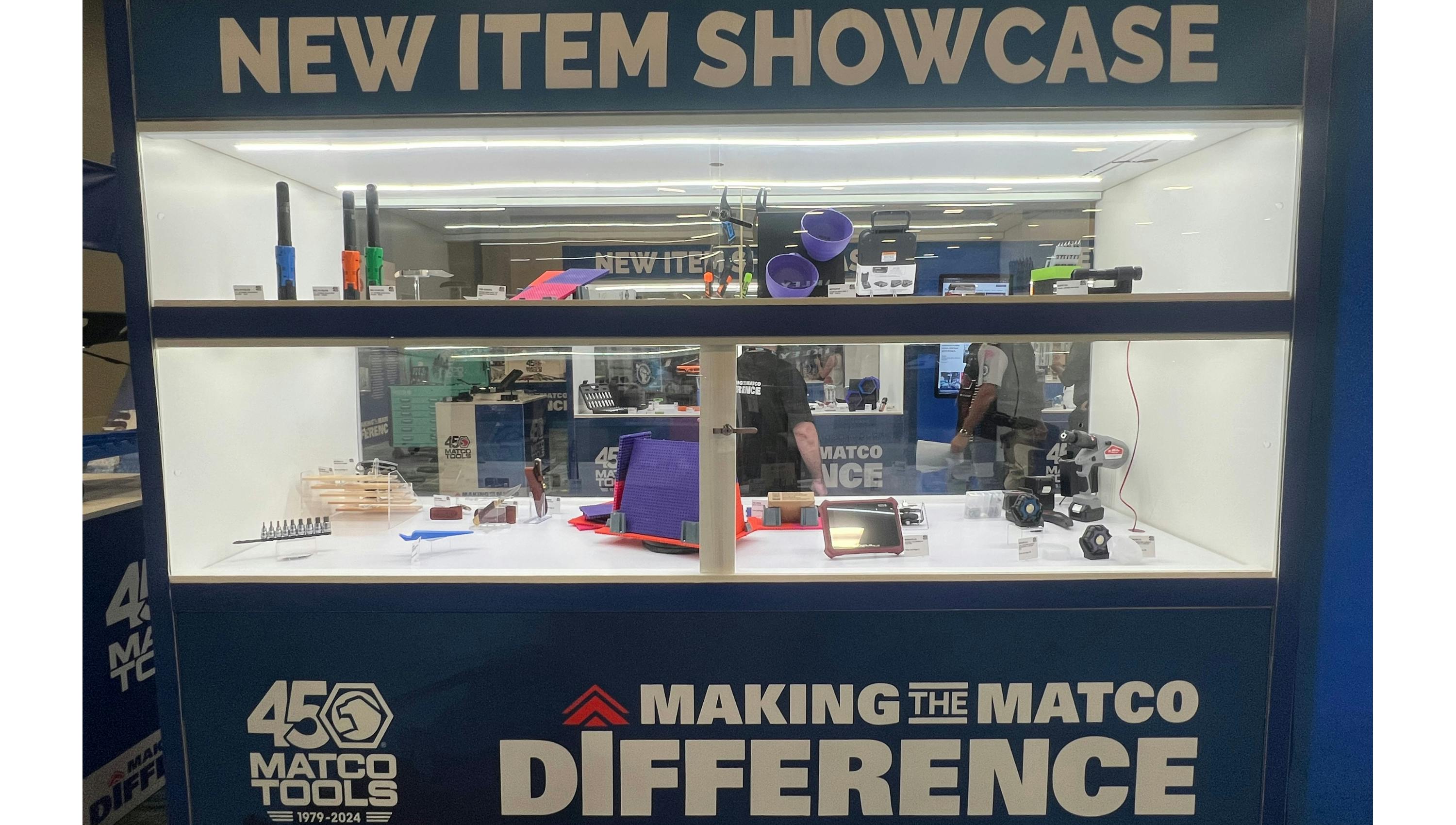 One of the new item showcase displays at the 2024 Matco Tools Expo.