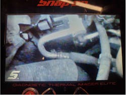 The Snap-on Diagnostic Thermal Imagerwas used to locate a restriction on the high side of therefrigerant loop.