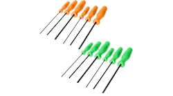 6-pc Slotted and Phillips Hi-Vis Handled Screwdriver Sets, Nos. 27021LTHVO and 27021LTHVG