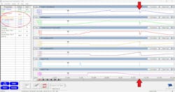 This portion of the same capture shows the PCM exhibiting erroneous data. A common sign of trouble with the PCM entering a state of default or reset. This portion of the same capture shows the PCM exhibiting erroneous data. A common sign of trouble with the PCM entering a state of default or reset.
