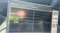 This lab scope capture demonstrates the CKP and CMP sensor signals failing. Definitely a cause of a PCM reset. However, it’s the 5V reference circuit feeding the sensors that is the root cause fault. This must be pursued to locate the cause of the PCM reset concern. This lab scope capture demonstrates the CKP and CMP sensor signals failing. Definitely a cause of a PCM reset. However, it’s the 5V reference circuit feeding the sensors that is the root cause fault. This must be pursued to locate the cause of the PCM reset concern.