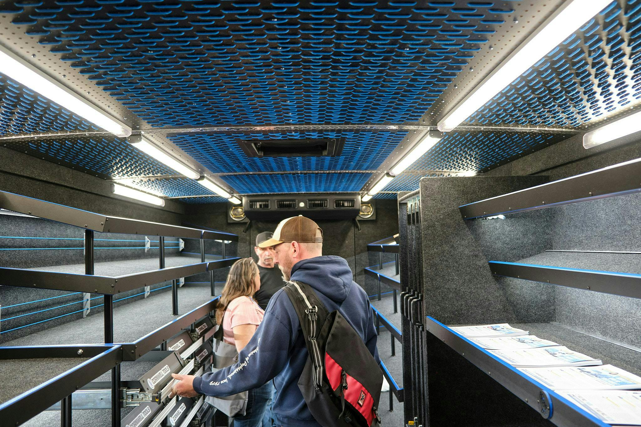 Distributors explored the inside of one of the Cornwell tool trucks on display at the rally.