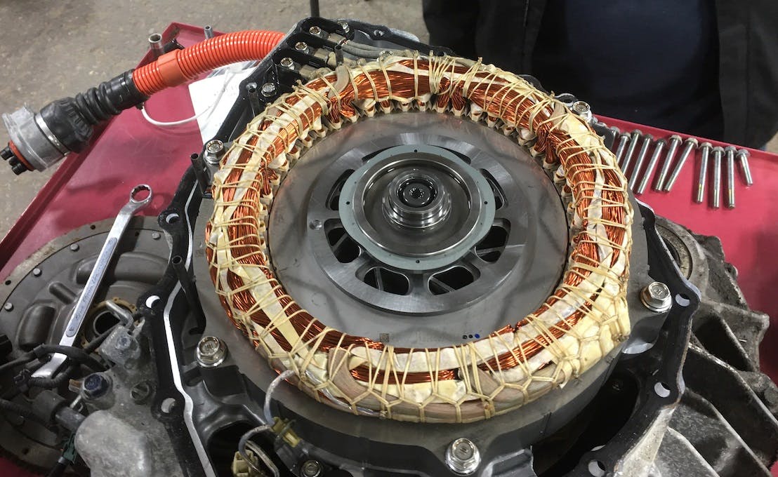 Figure 1 - A three-phase motor inside a 2019 Honda Accord HEV transmission.