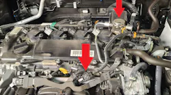 You can see the high-pressure fuel pump on the valve cover that feeds the GDI injectors, and you can also see the Port Fuel Injectors supply line coming off the high-pressure pump and heading to the Port Fuel Injectors under the plenum.