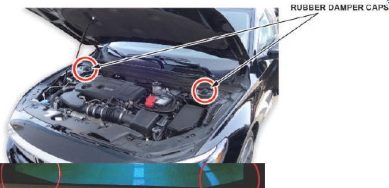 Location of rubber damper caps.