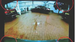 Example of the expanded field of view on the rearview camera.