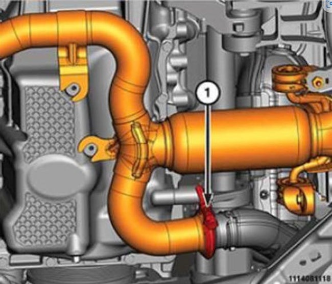 Inspect the area indicated by the arrow for proper pipe seating.