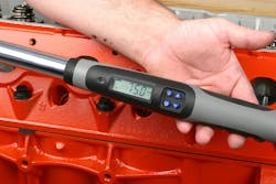 Some more sophisticated electronic torque wrenches allow you to achieve both torque value (ft-lb shown here) and the ability to perform angle tightening when desired. Some more sophisticated electronic torque wrenches allow you to achieve both torque value (ft-lb shown here) and the ability to perform angle tightening when desired.