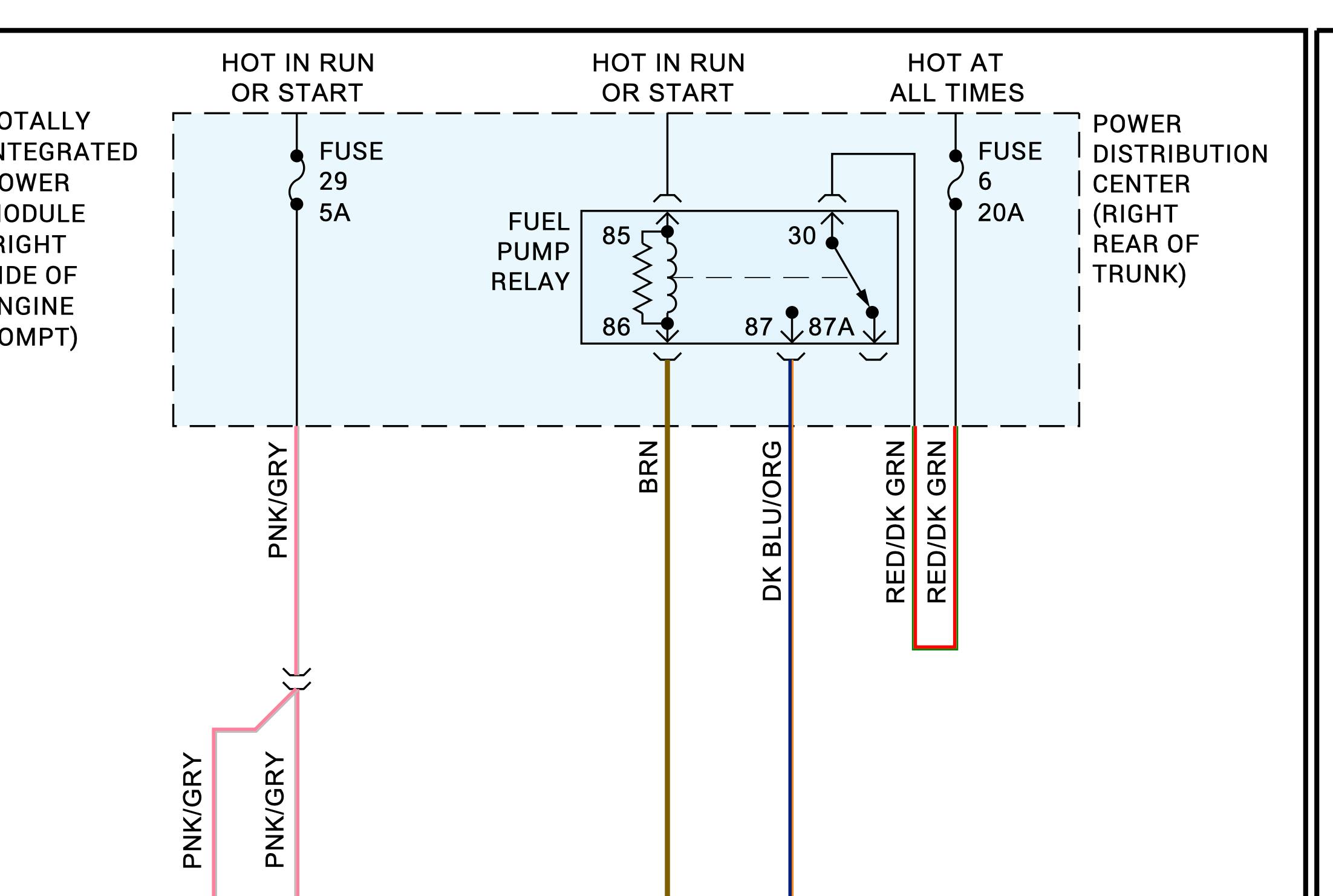 Figure 10 &mdash; 2009 Challenger fuel pump relay circuit