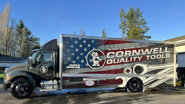 Neil has one of the new dark gray Cornwell Quality Tools trucks.