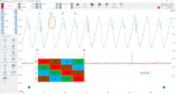 Figure 2- This cranking intake manifold vacuum pulse waveform compares each of the four cylinders’ contribution to the intake manifold during their respective induction strokes. The orange circle shows how the #3 intake event differs from the rest, which further condemns cylinder #3 for a mechanical fault. Figure 2- This cranking intake manifold vacuum pulse waveform compares each of the four cylinders’ contribution to the intake manifold during their respective induction strokes. The orange circle shows how the #3 intake event differs from the rest, which further condemns cylinder #3 for a mechanical fault.