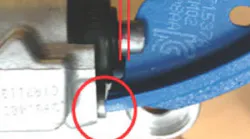 An example of a shoe that is too long. No gap is seen.