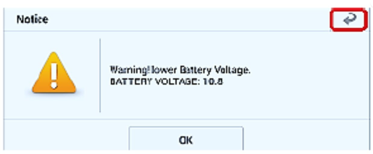 Battery voltage must be at least 12 volts prior to performing the update.