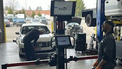 An ADAS calibration in the process of being performed. An ADAS calibration in the process of being performed.
