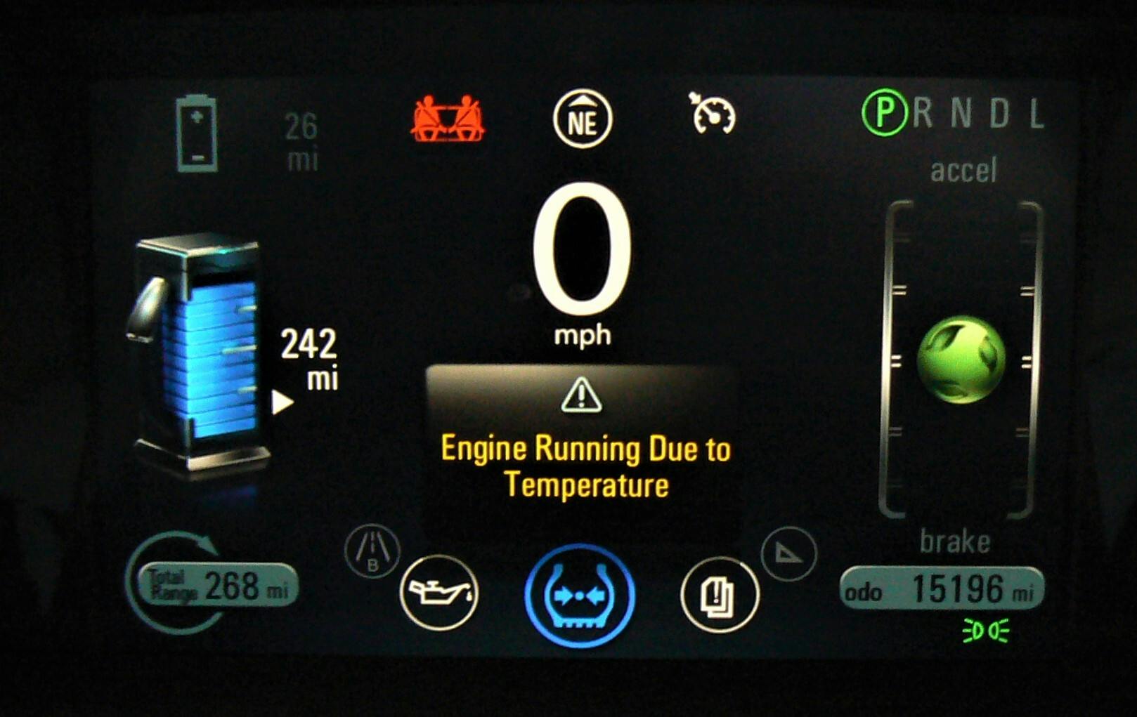 In very cold weather the Chevy Volt runs theICE to heat the cabin.