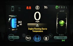 In very cold weather the Chevy Volt runs theICE to heat the cabin. In very cold weather the Chevy Volt runs theICE to heat the cabin.