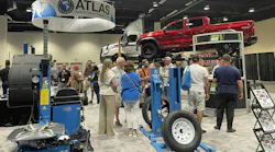 The Atlas Equipment booth featured several demonstrations of the company's lifting equipment.