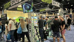 Attendees gathered around the GripEdge booth. Attendees gathered around the GripEdge booth.