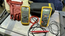 Figure 1 – High voltage PPE, Fluke Insulation Tester, and a CATIII DVOM Figure 1 – High voltage PPE, Fluke Insulation Tester, and a CATIII DVOM