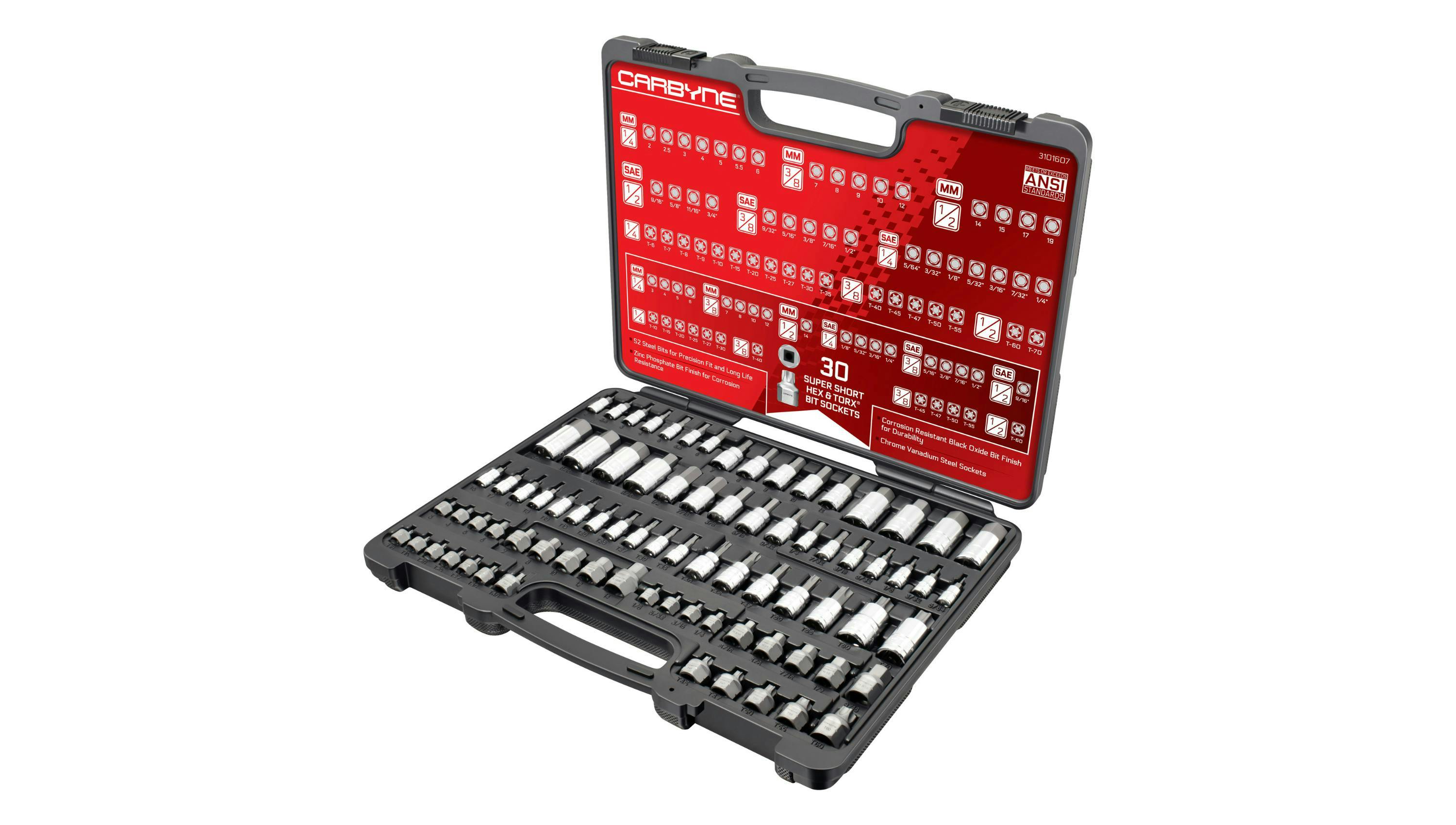 Carbyne Tools 80-pc Torx, SAE Hex & Metric Hex Bit Socket Set