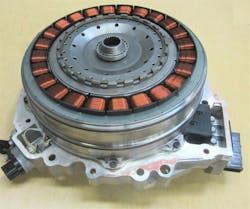 Three-phase electric motors are easy to control. The example shown here is from a 2011 Kia hybrid. Three-phase electric motors are easy to control. The example shown here is from a 2011 Kia hybrid.