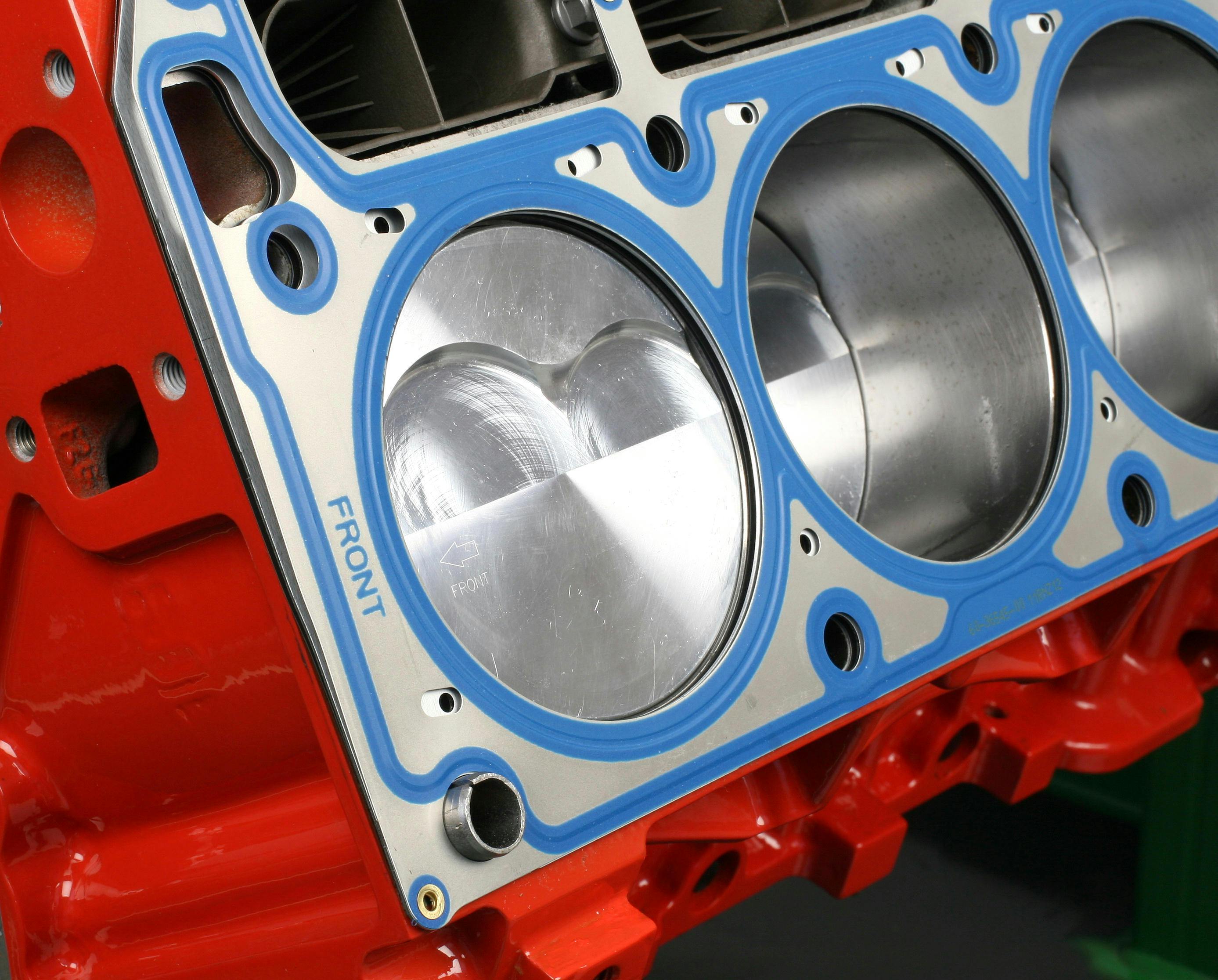 Head gasket orientation is critical. Never rush. Make sure that the gasket is located properly to avoid water/oil port blockoff. Head gaskets, such as the MLS shown here, are marked &ldquo;front&rdquo; to aid in placement.