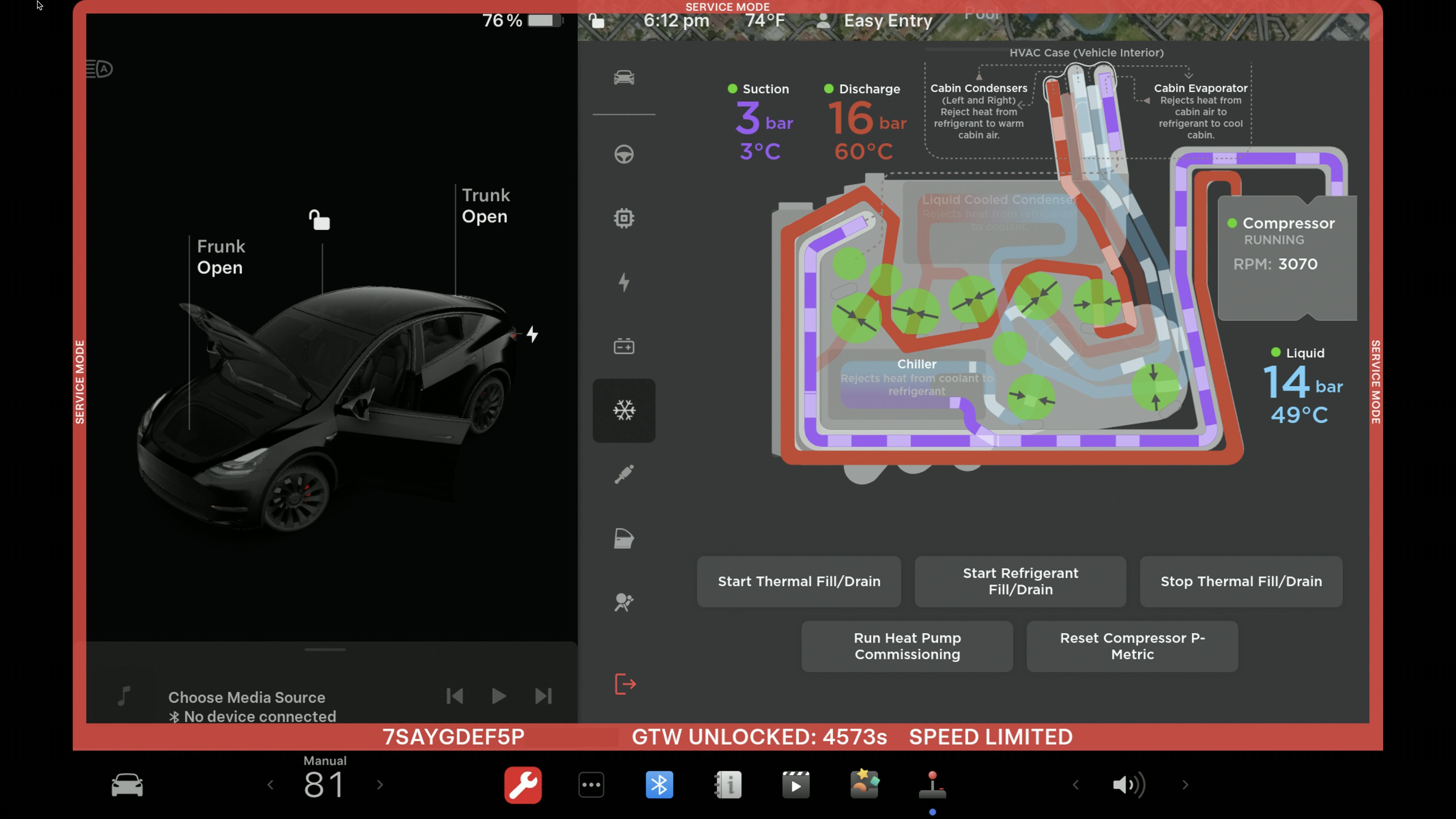 Figure 1 &ndash; Tesla Service Mode heat pump visualization