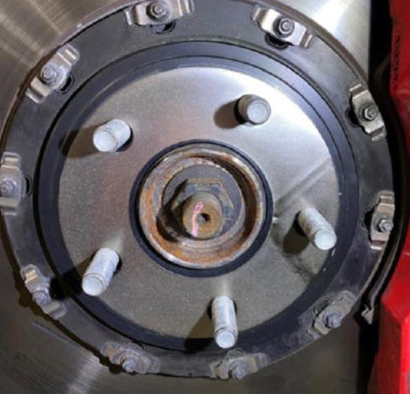 Friction disc installed to a rotor. Friction disc installed to a rotor.