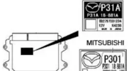 Identify the PCM. This bulletin only applies to PCMs made by Mitsubishi.