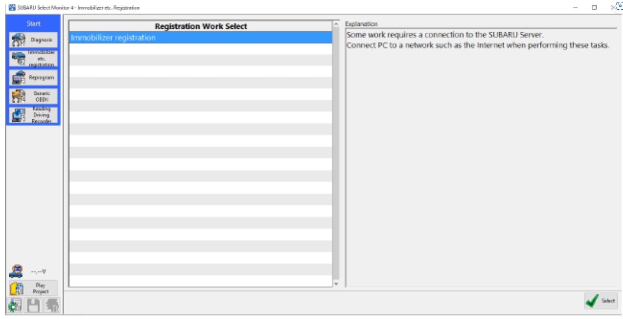 Go to the registration worksheet for immobilizer registration.