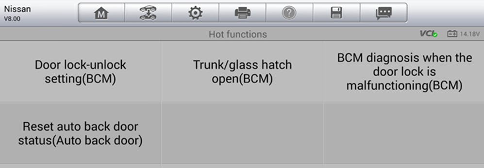 This scanner screen shot from a Nissan shows that it can perform the rear auto back door reset or initialization, without the need to disconnect the battery.
