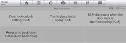 This scanner screen shot from a Nissan shows that it can perform the rear auto back door reset or initialization, without the need to disconnect the battery. This scanner screen shot from a Nissan shows that it can perform the rear auto back door reset or initialization, without the need to disconnect the battery.