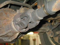 Driveshaft U-joints can create a vibration under load if not phased properly or if worn/sticking. Driveshaft U-joints can create a vibration under load if not phased properly or if worn/sticking.